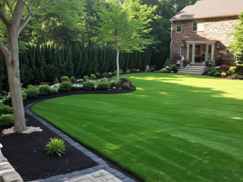 Happy customer with beautiful manicured lawn
