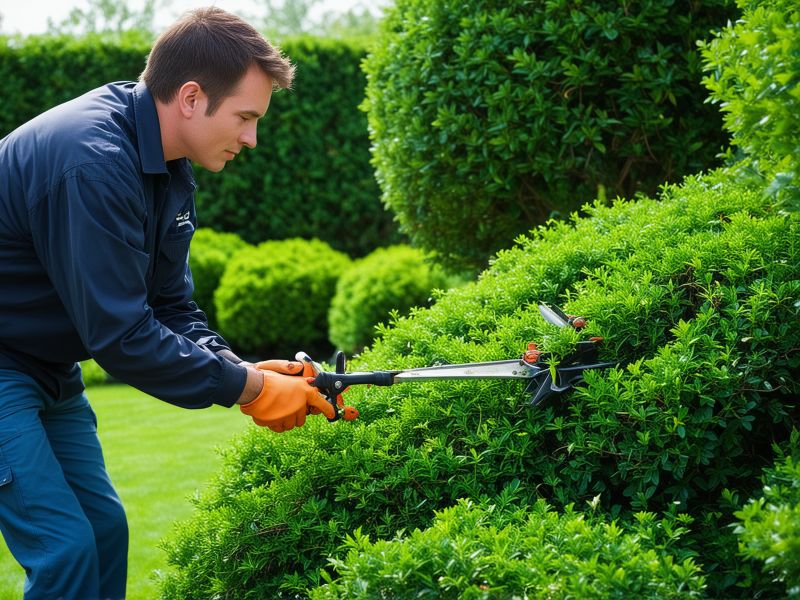 Professional lawn mowing and maintenance service creating perfect striping pattern on residential property