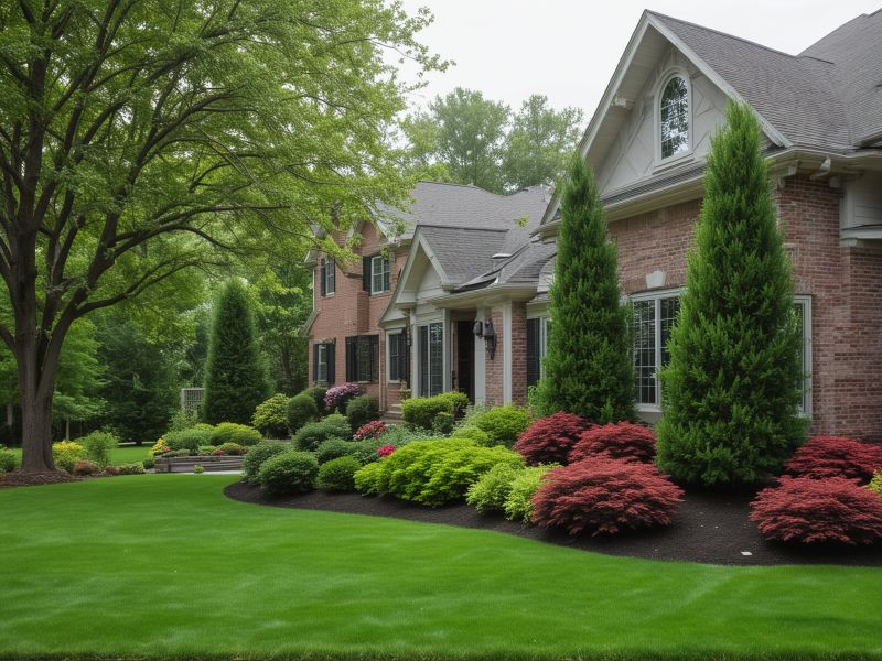 Year-round landscape maintenance with professional team working on property
